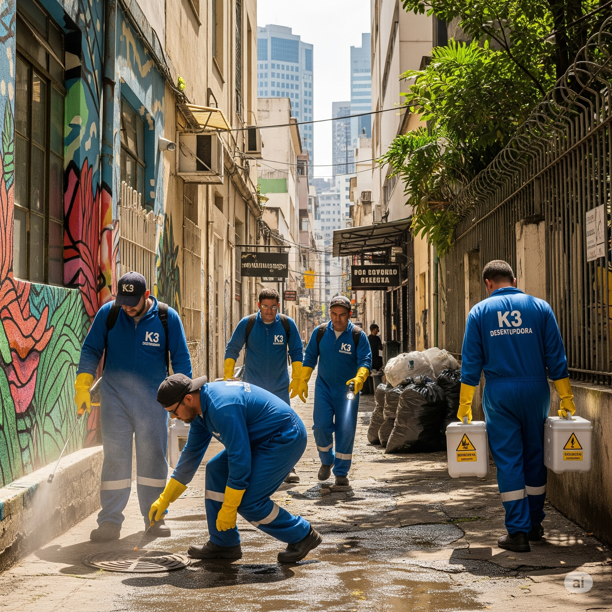 Técnico de desentupimento trabalhando